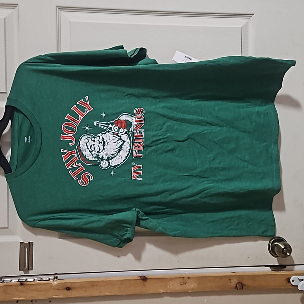 HOLIDAY TIME STAY JOLLY SANTA TEE: GREEN: NEW WITH TAGS: SIZE 3XL